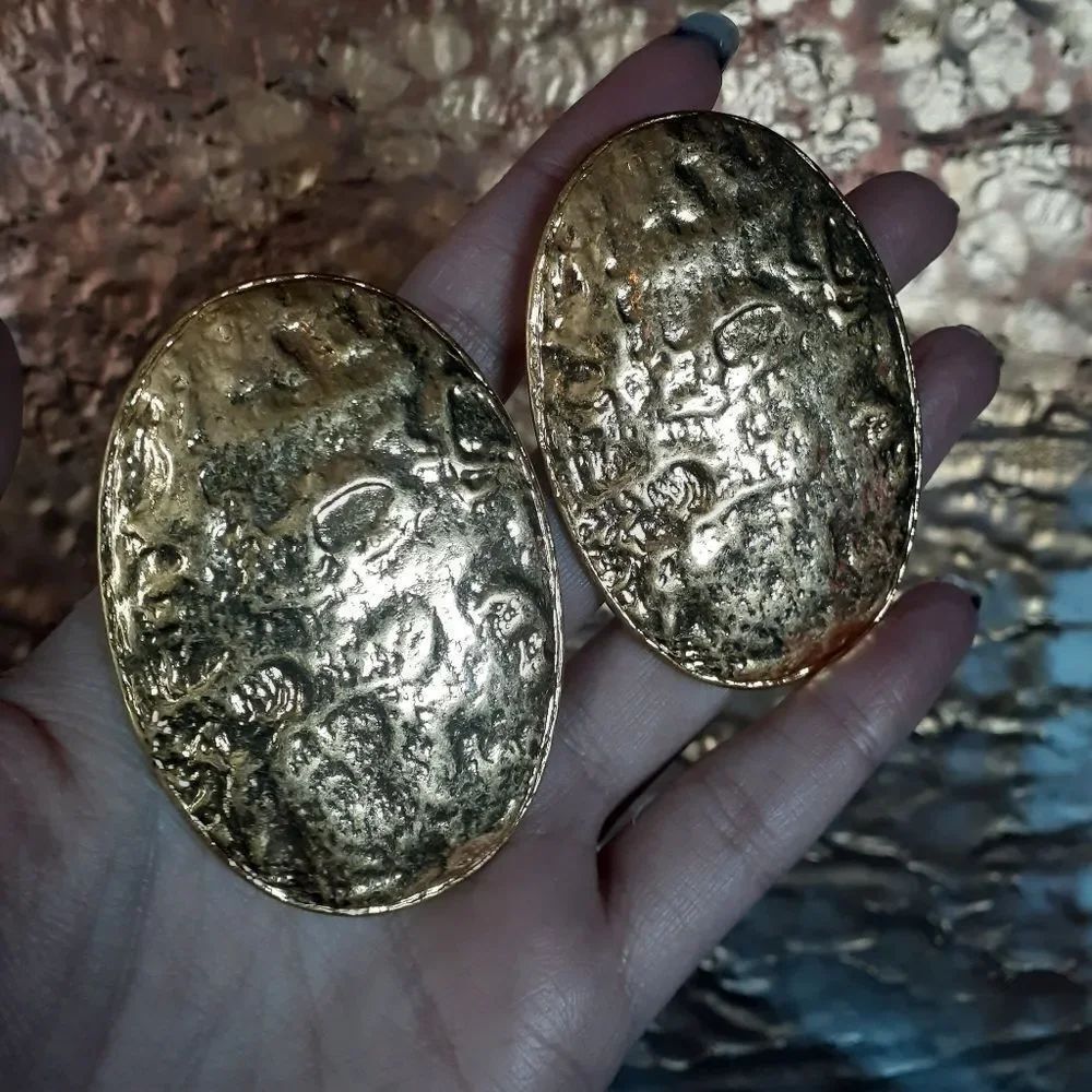 Zara Goldtone Maximalist Oval Statement Earrings